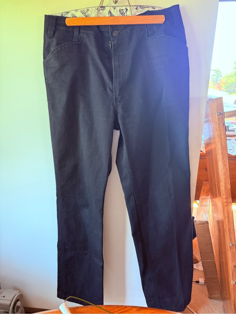 Vintage Ben Davis Black Workwear Pants 34 with Red Logo Patch